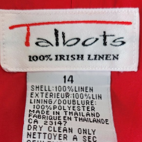 Talbots, Irish Linen cherry red blazer - Picture 3 of 4